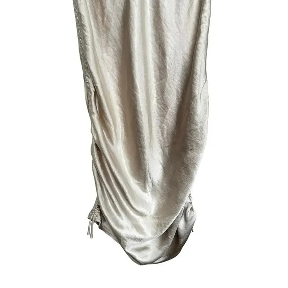 NWT Lioness String Along Skirt Ecru Satin Adjustable Ruched Sides Mini to Long 4 - Picture 9 of 14